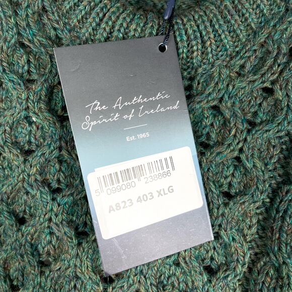 Aran Inisheer Sweater Green Wool Cable Knit Pullover Ireland Sz XL Men's - Picture 9 of 11